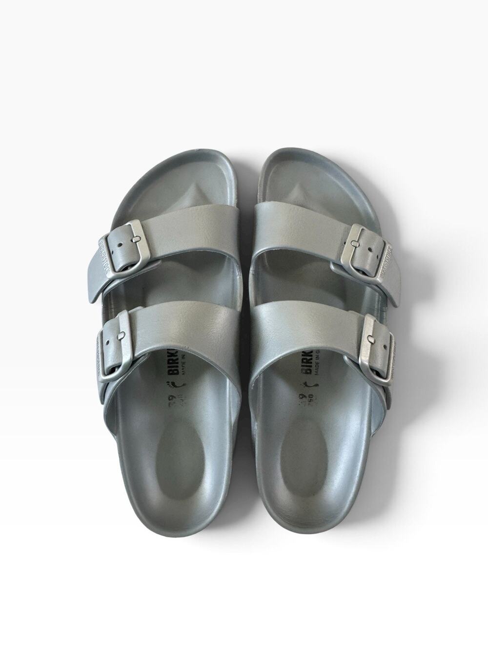Birkenstock Arizona Essential EVA Sandals Silver Womens 39/8 8.5 Narrow #NE